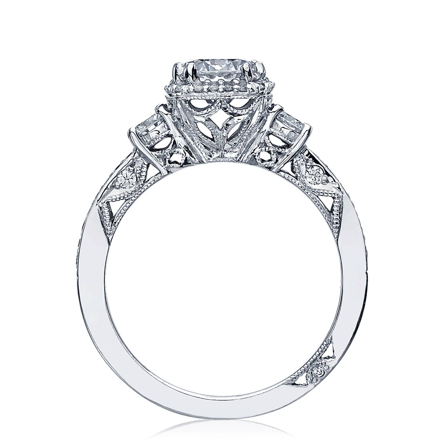 Dantela | Round with Cushion Bloom 3-Stone Engagement Ring 2623RDSMP