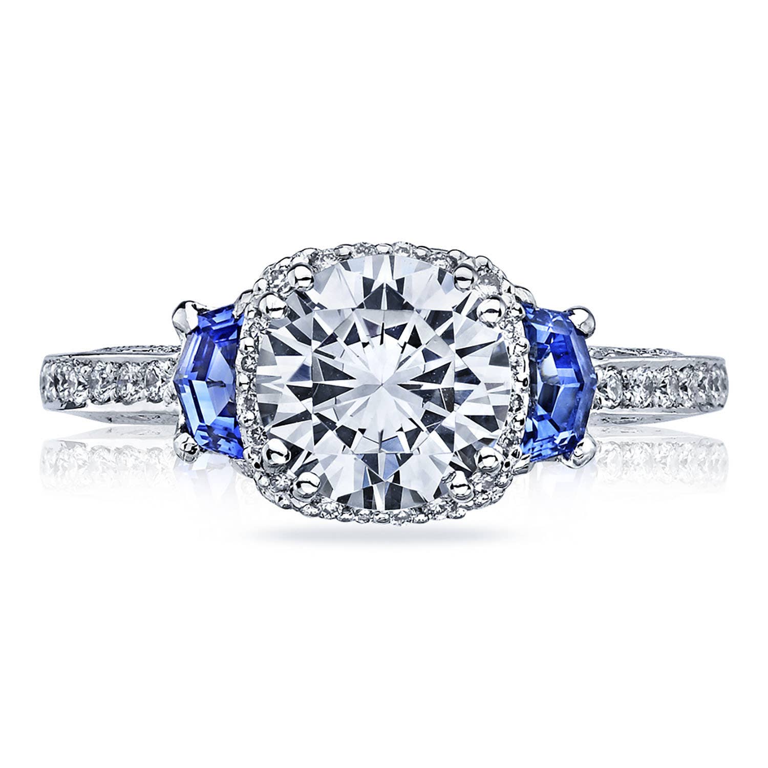 Dantela | Round with Cushion Bloom 3-Stone Engagement Ring 2628RDSP