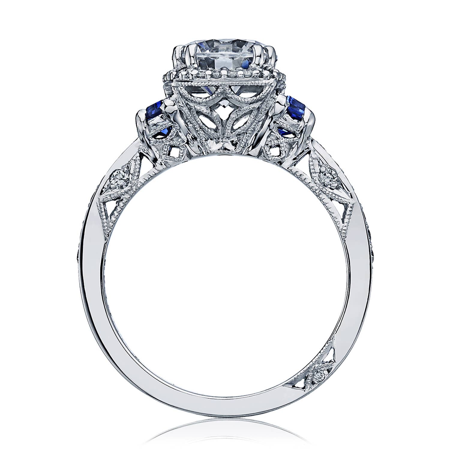 Dantela | Round with Cushion Bloom 3-Stone Engagement Ring 2628RDSP