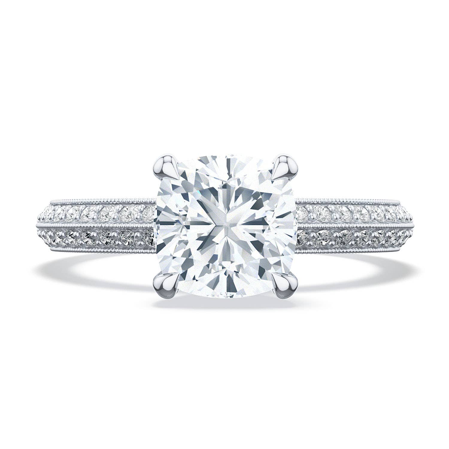 Sculpted Crescent | Cushion Solitaire Engagement Ring 2686cu65