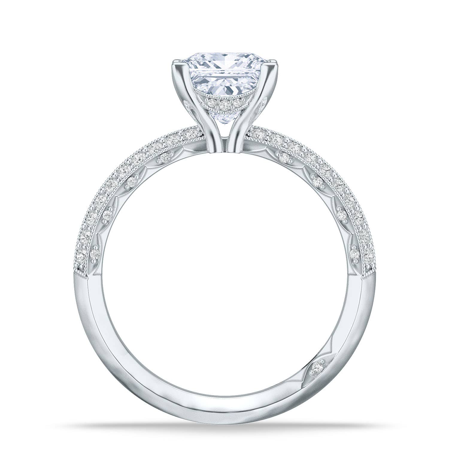 Sculpted Crescent | Princess Solitaire Engagement Ring 2686pr75