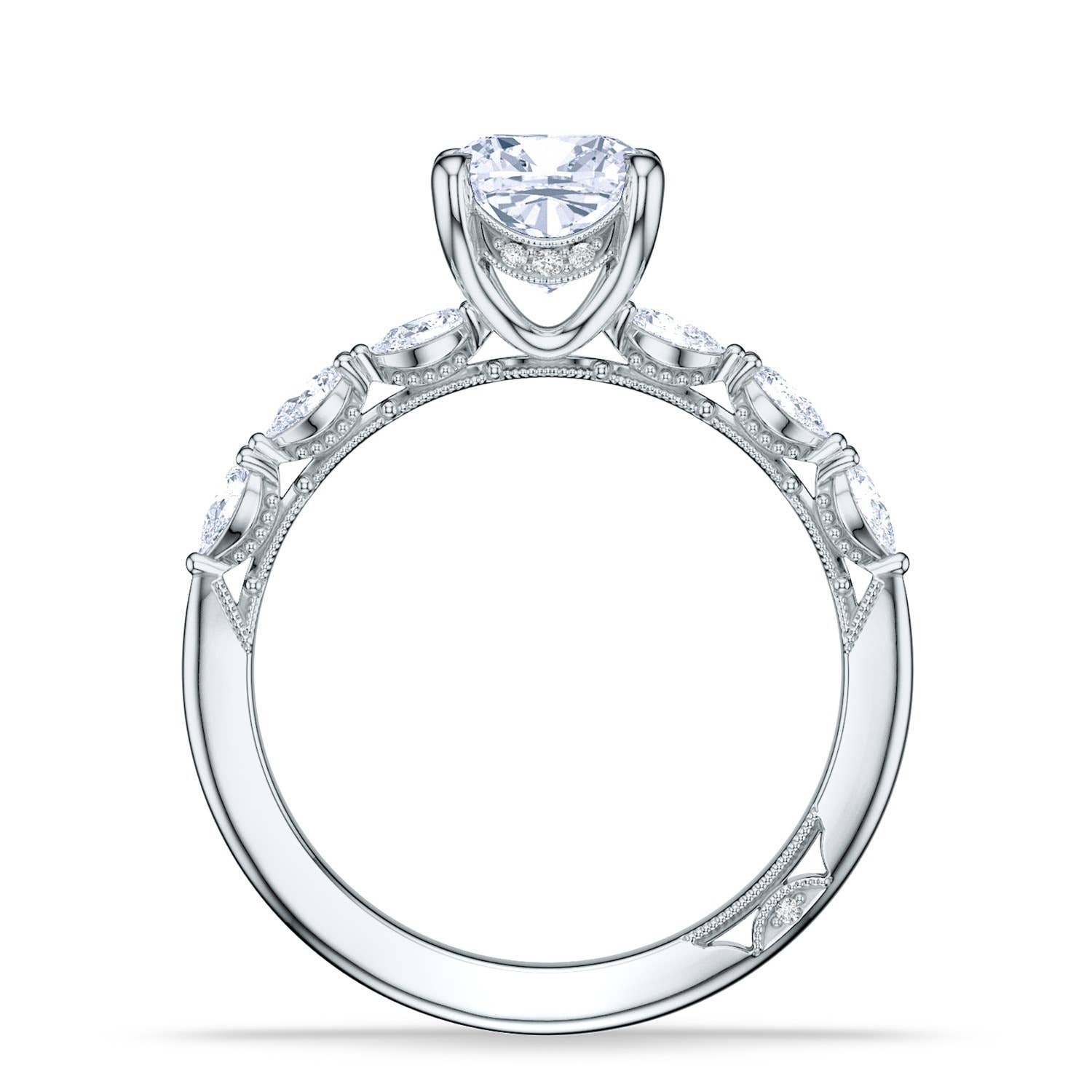 Sculpted Crescent | Cushion Solitaire Engagement Ring 2687cu65