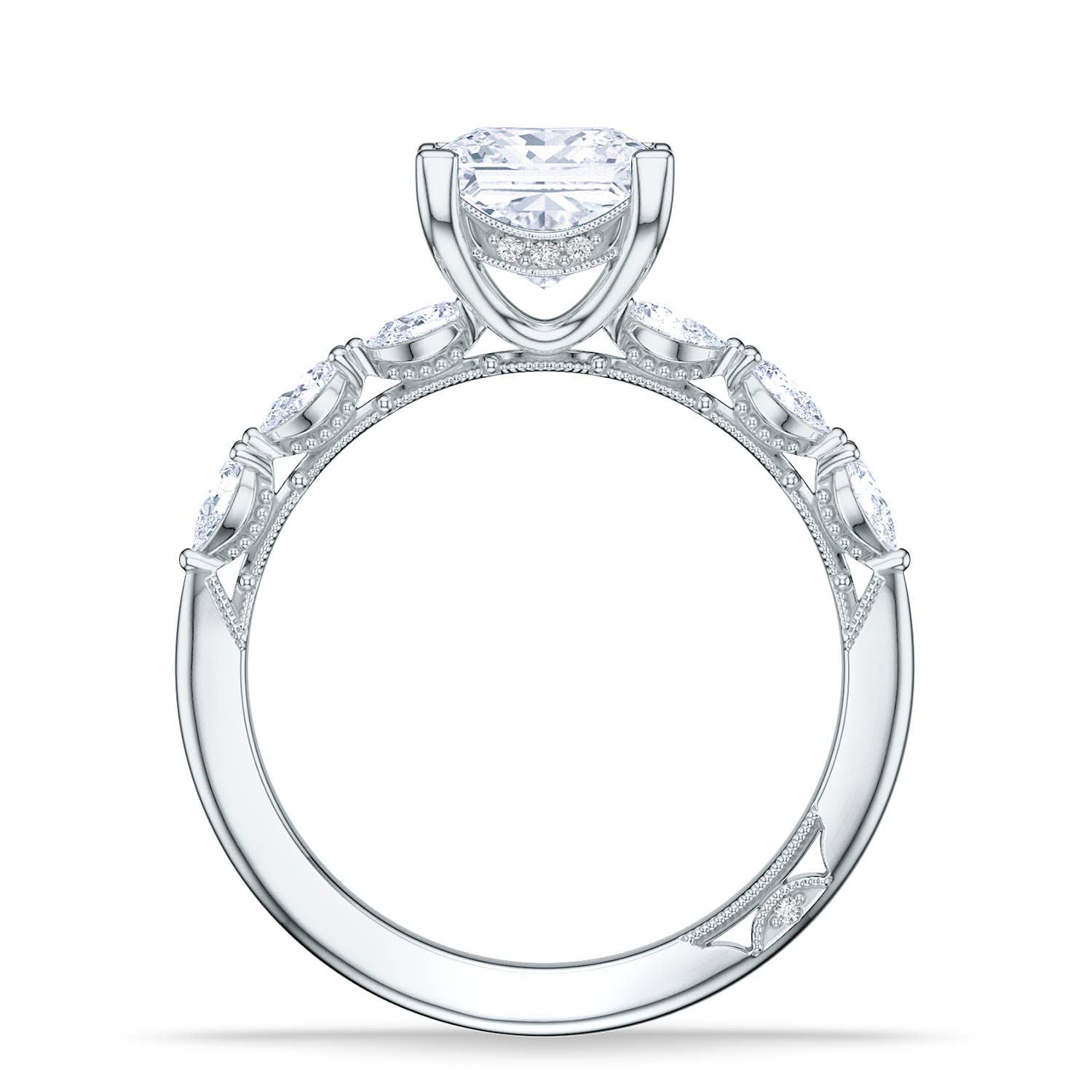 Sculpted Crescent | Princess Solitaire Engagement Ring 2687pr65
