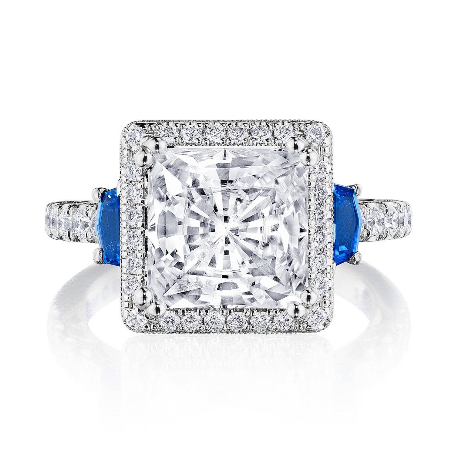 Dantela | Princess 3-Stone Engagement Ring with Blue Sapphire 269322PR9BS