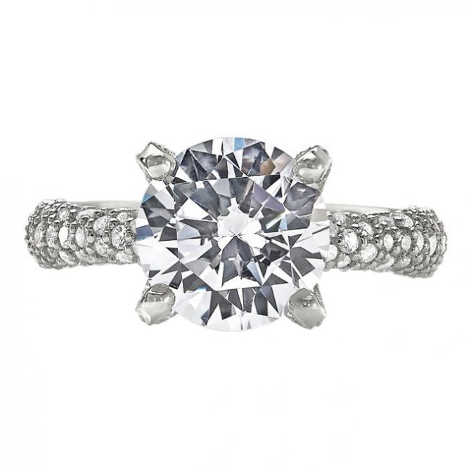 Diamond Pavé Wrap Euro Shank Engagement Ring Setting in White Gold