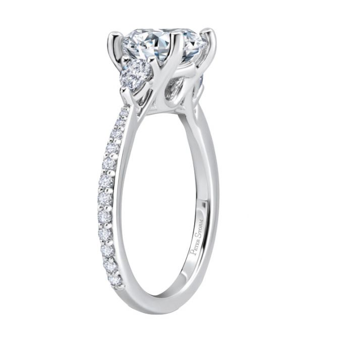 Pear Diamond Side Stone Engagement Ring Setting in White Gold