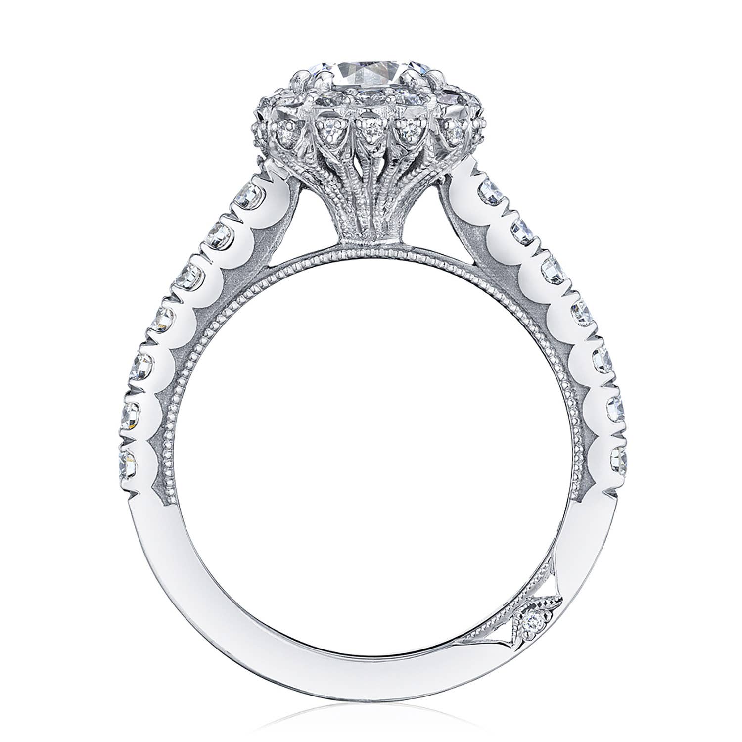 Sculpted Crescent | Round with Cushion Bloom Engagement Ring 37-2CU65