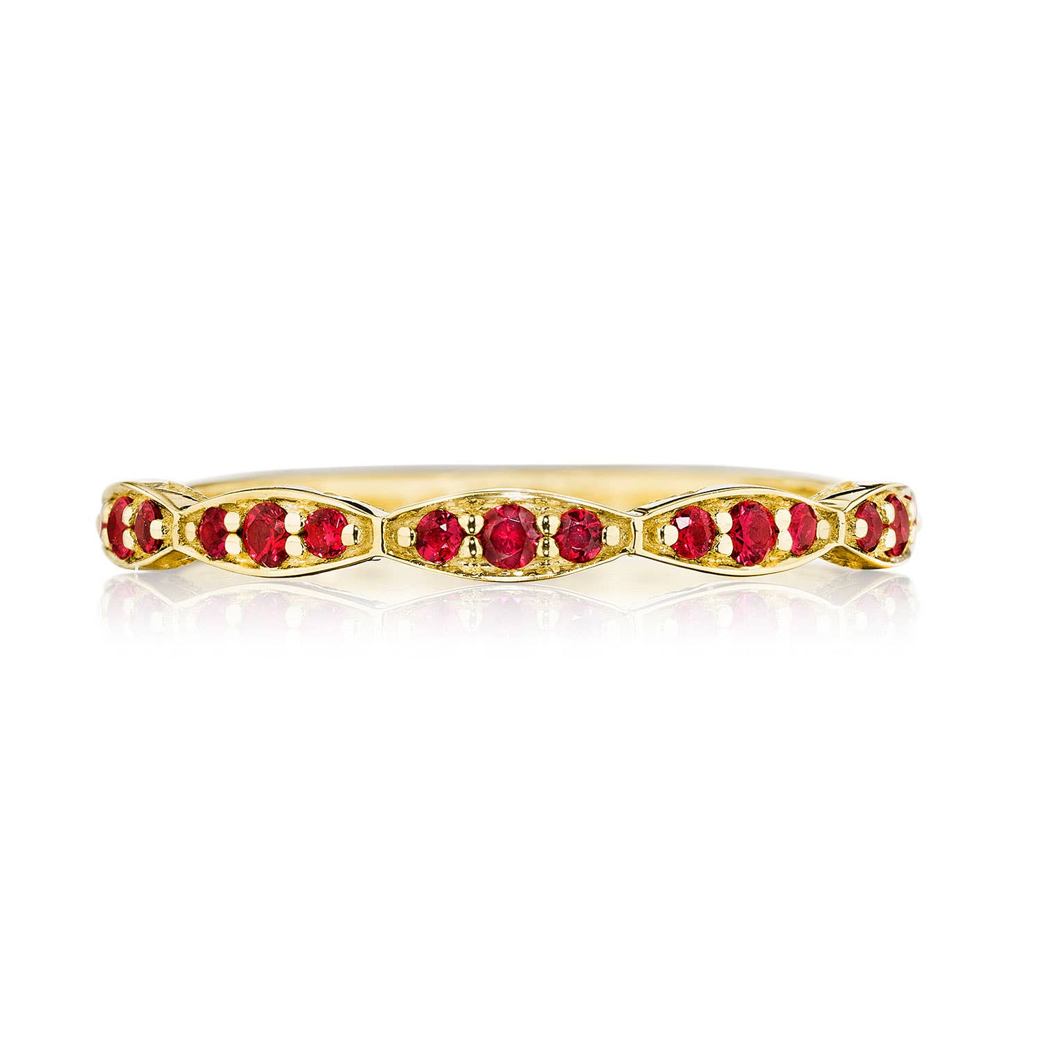 Sculpted Crescent | Marquise Design Wedding Band with Ruby 46-2ETRY