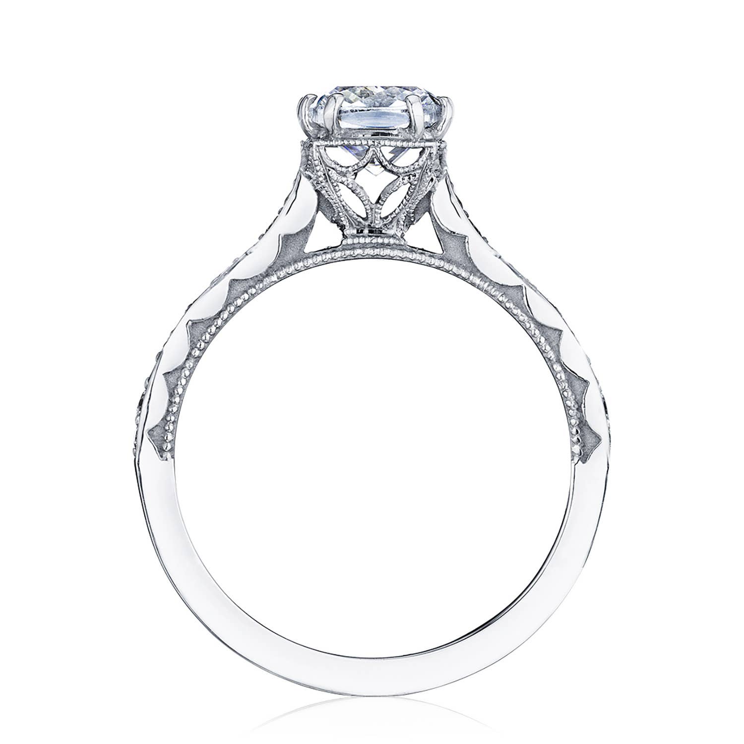 Sculpted Crescent | Cushion Solitaire Engagement Ring 57-2CU6
