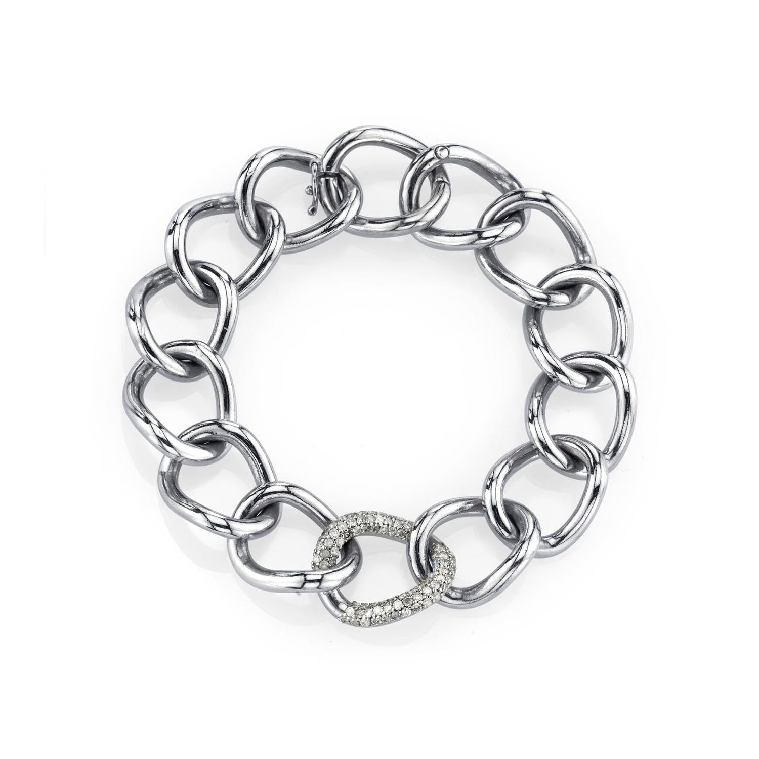 London Link Chain Bracelet With One Diamond Link B0000306 - TBird