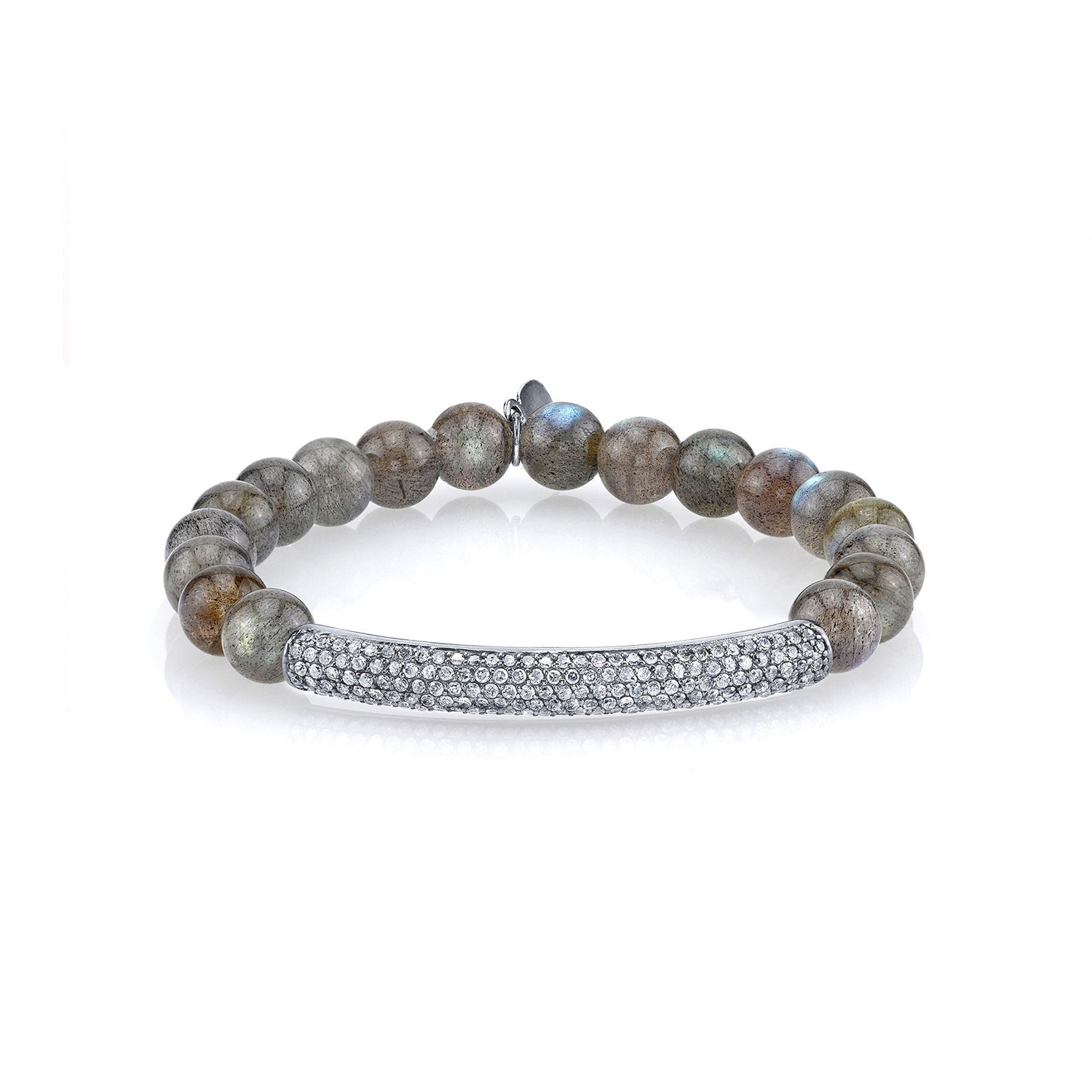 Labradorite Bracelet with Diamond Bar - 8mm  B0001468 - TBird