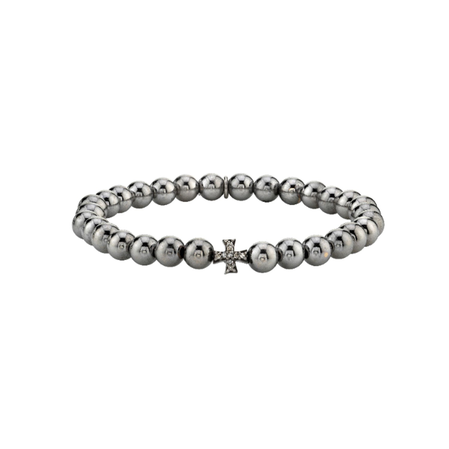 Cross Silver Bead Bracelet  B0001496 - TBird