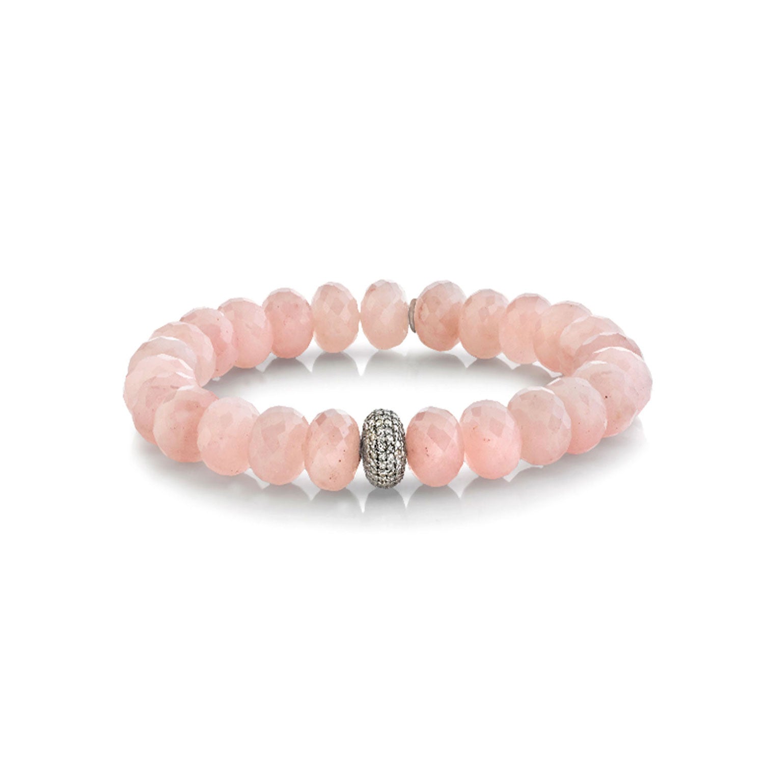 Guava Quartz Bracelet with Diamond Donut - 10mm  B0001808 - TBird