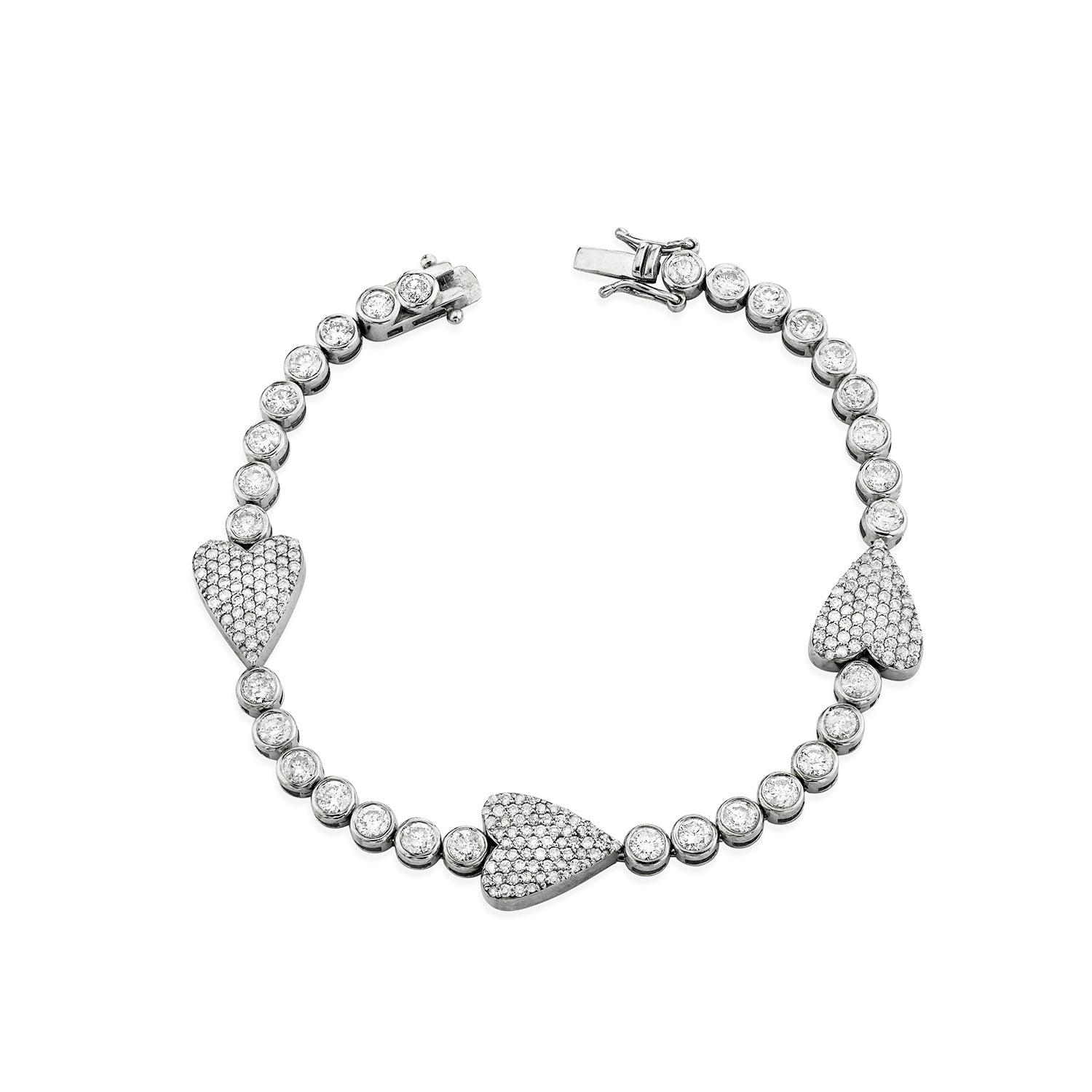 Bezeled Diamond Heart Tennis Bracelet  B0003053 - TBird