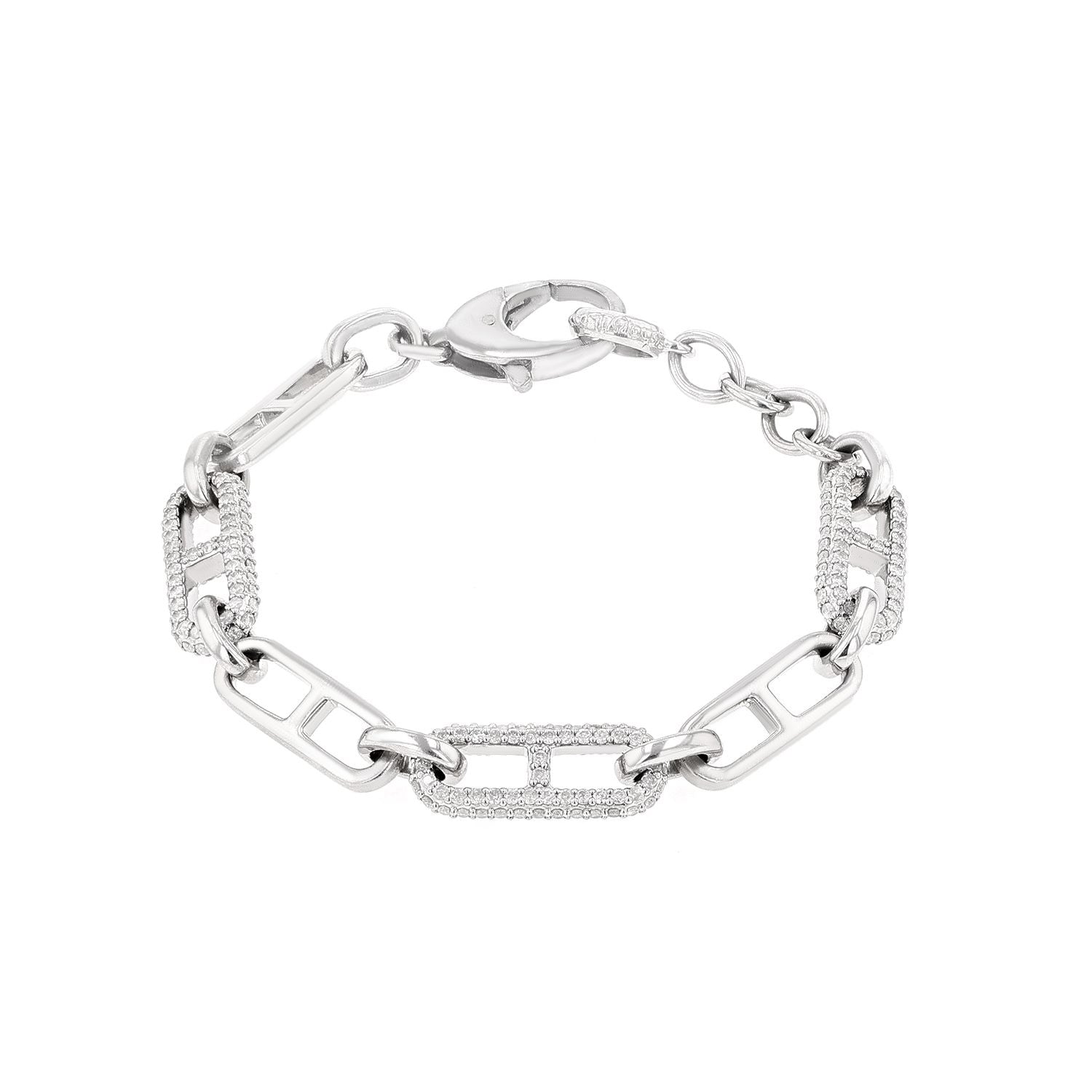 H Link Pave & Sterling Silver Chain Bracelet  B0003529 - TBird