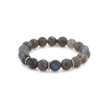 Labradorite Bead Bracelet with 3 Diamond Rondelles - 10mm : B0003533 - TBird