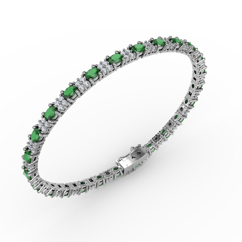 Alternating Emerald and Diamond Bracelet B1489E - TBird