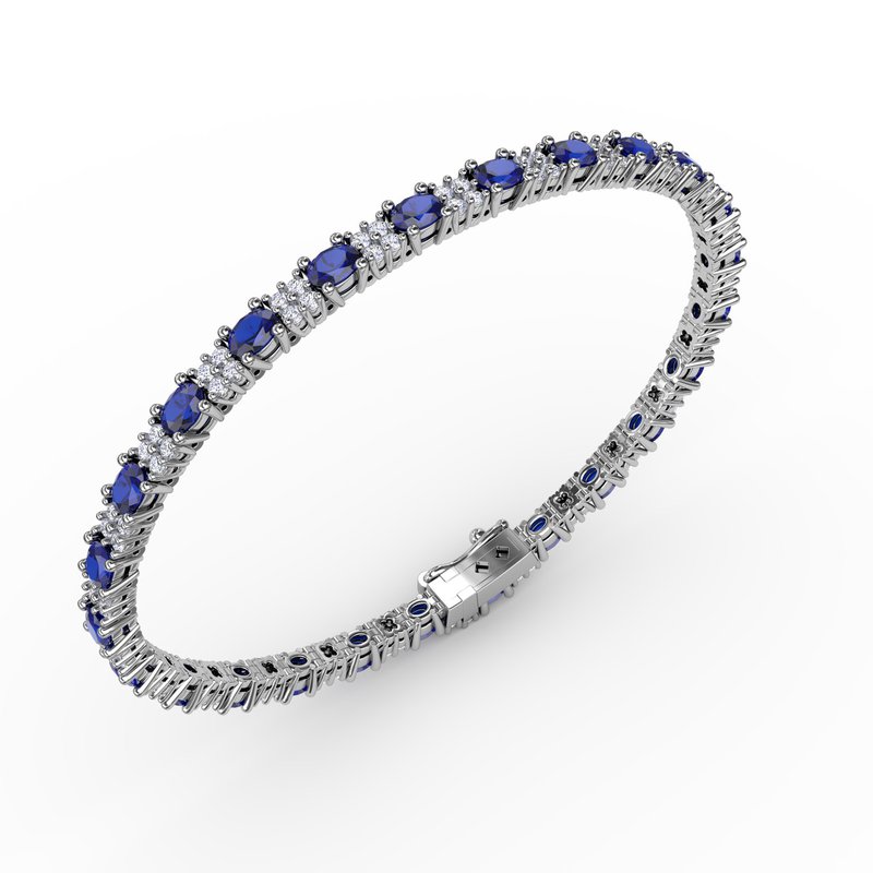 Alternating Sapphire and Diamond Bracelet B1489S - TBird