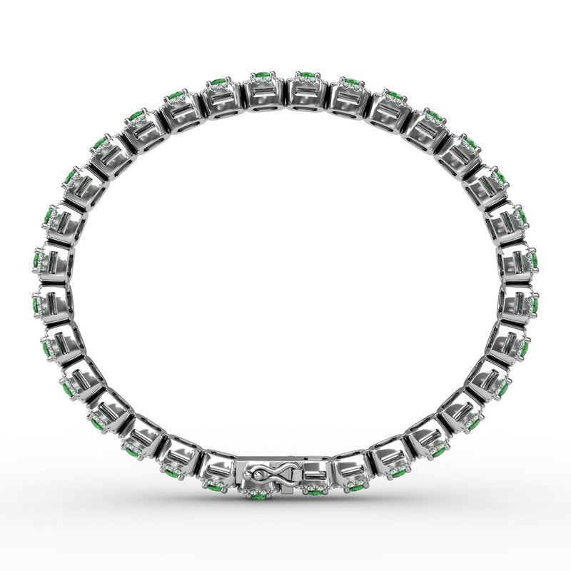 Cushion Cut Emerald and Diamond Bracelet B1490E - TBird