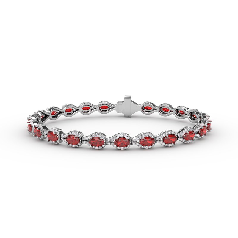 Pear-Shaped Diamond & Ruby Bracelet B1602R - TBird