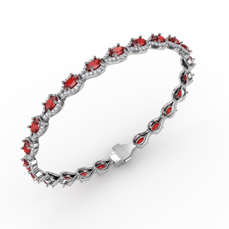 Pear-Shaped Diamond & Ruby Bracelet B1602R - TBird