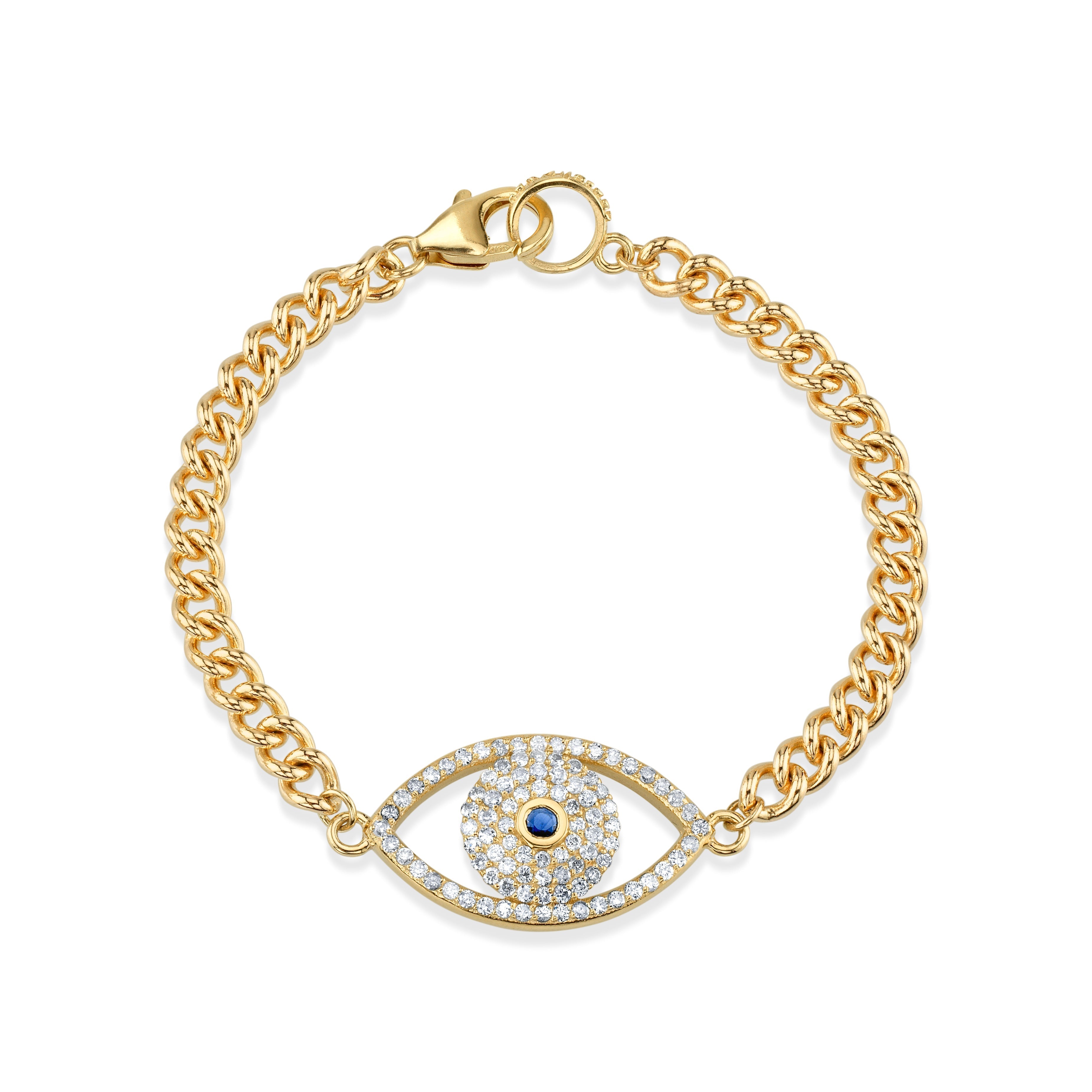 14K Gold Evil Eye Curb Chain Bracelet  BG000439 - TBird