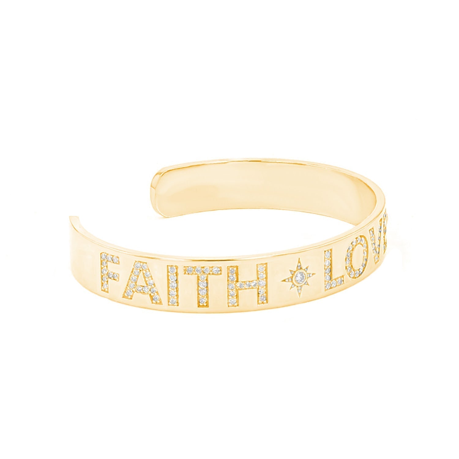 14k Faith Love Wisdom Diamond Cuff Bracelet BG000710 - TBird