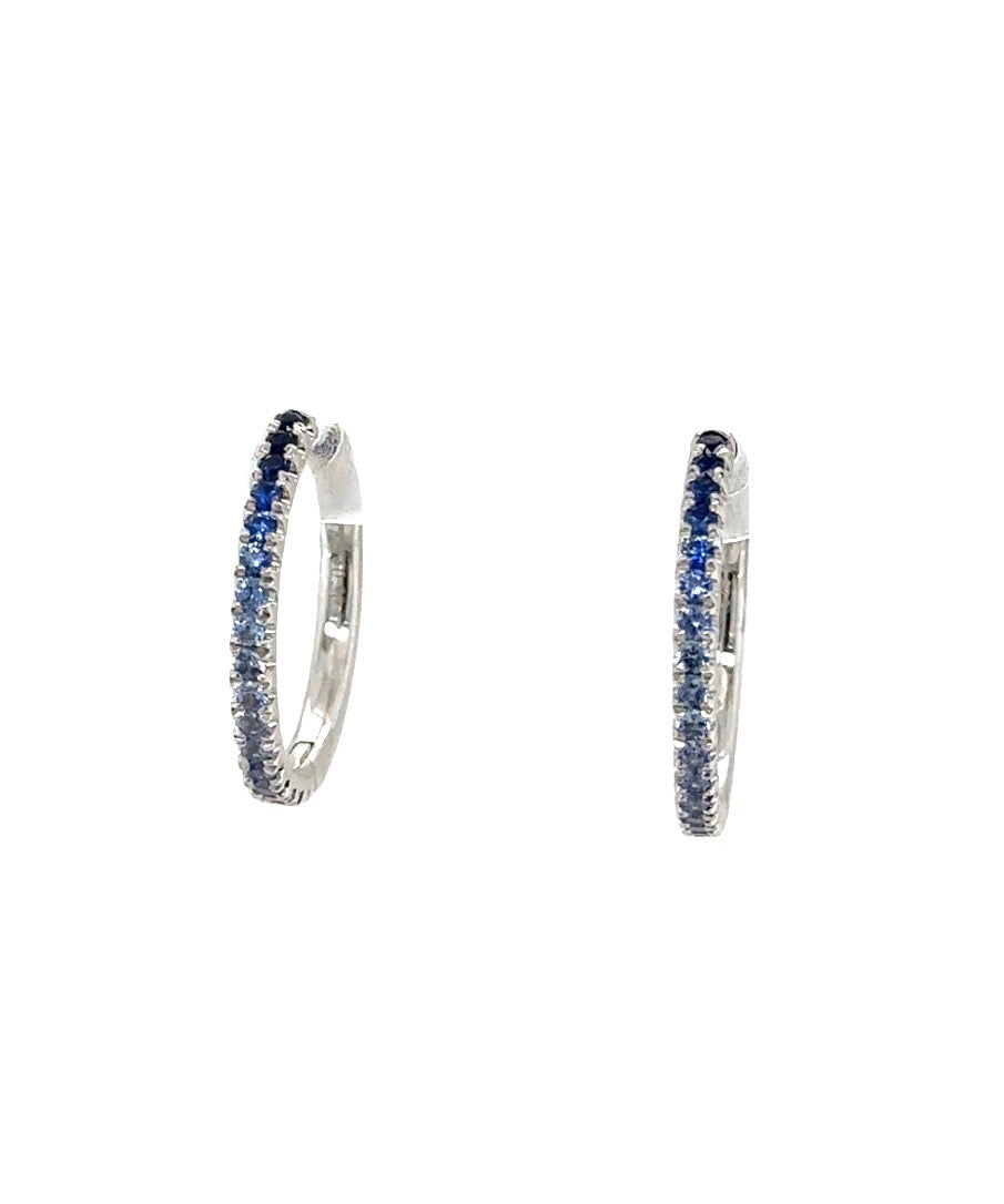 Blue Sapphire Mini Hoop Earrings 257-JSA