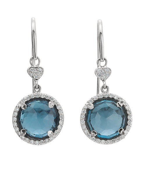 Blue topaz round drop earrings with diamonds 350-JSA