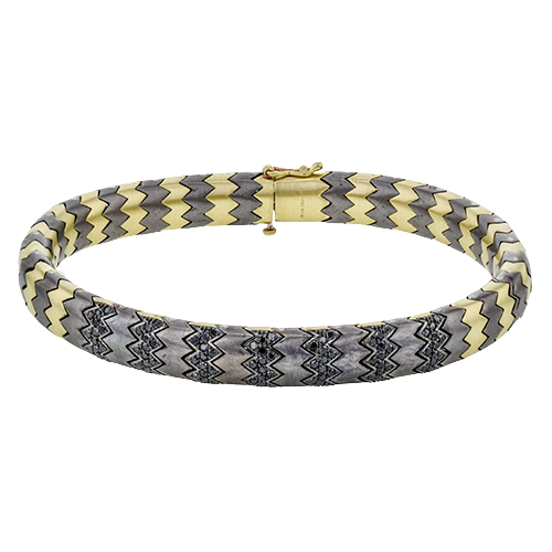 Men's Titanium Bracelet In 14k Gold With Black Diamonds BT1001