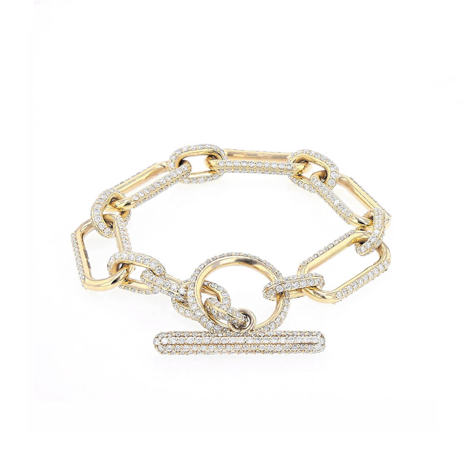 14k Gold Gwyneth Link Diamond Toggle Bracelet C-B6 - TBird