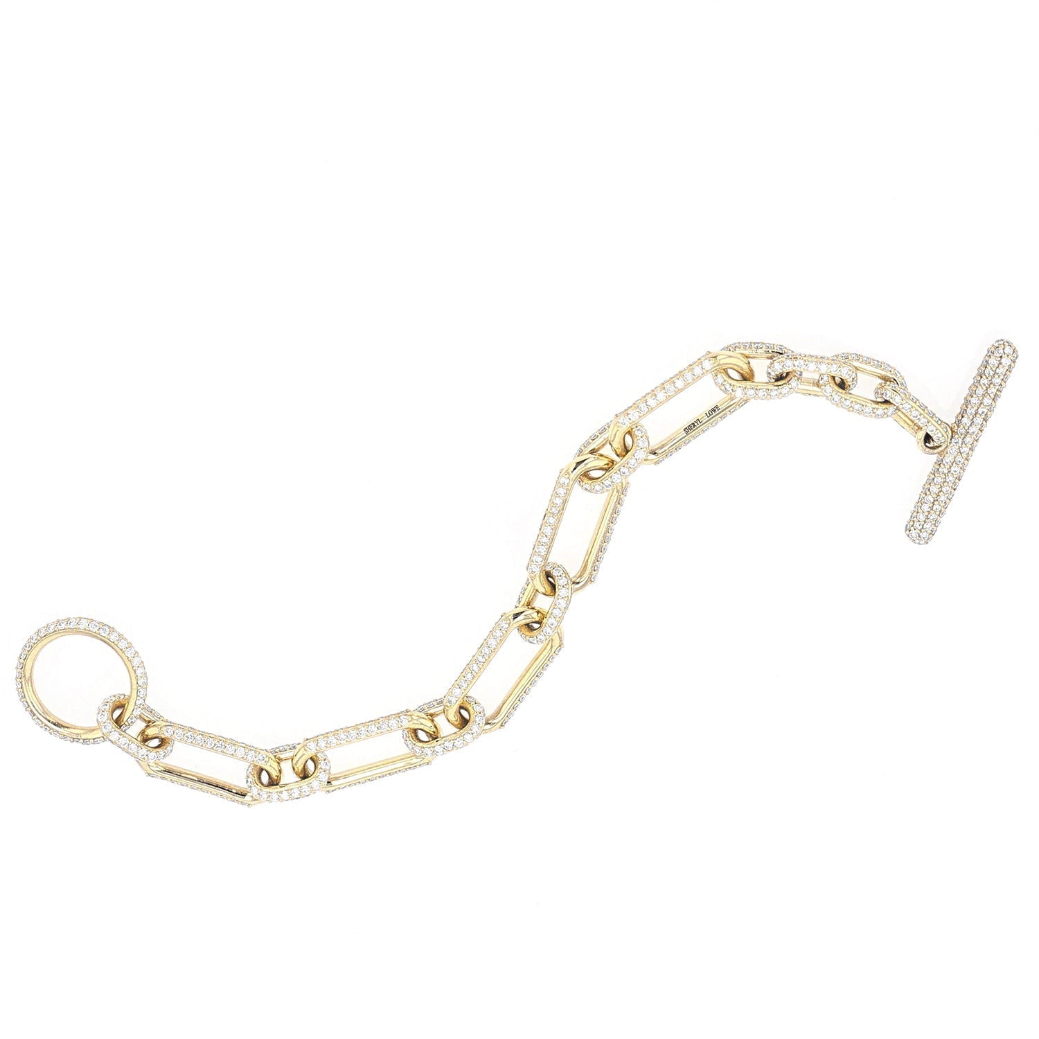 14k Gold Gwyneth Link Diamond Toggle Bracelet C-B6 - TBird