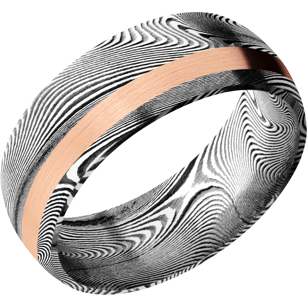 Damascus Wedding Band With Satin & Acid Finish