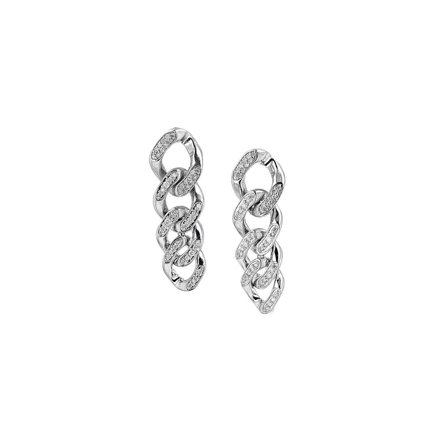 Curb Chain Link Diamond Earrings  E00600BG - TBird