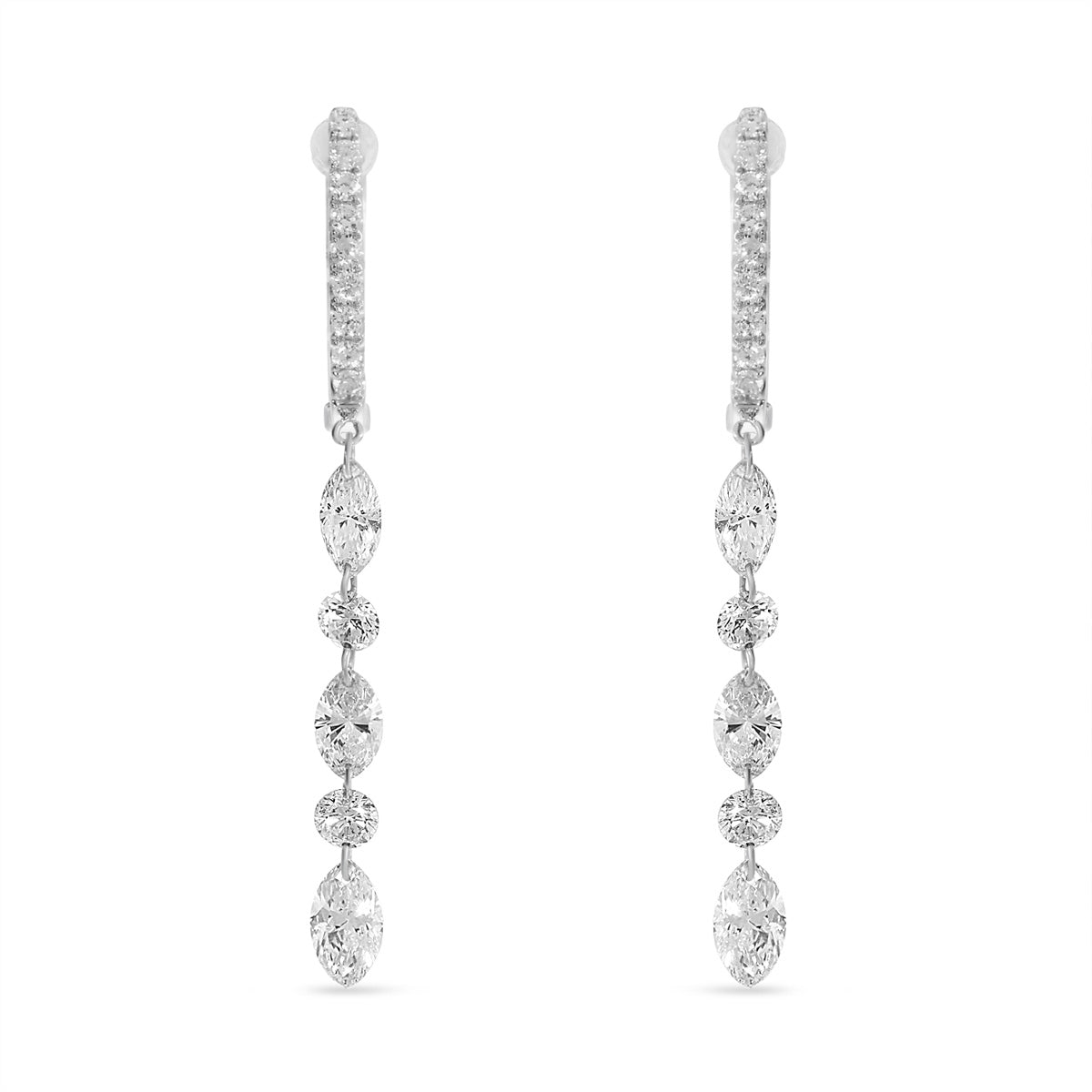 DASHING DIAMOND MARQUIS / ROUND LG DANGLE EARRINGS E10354W