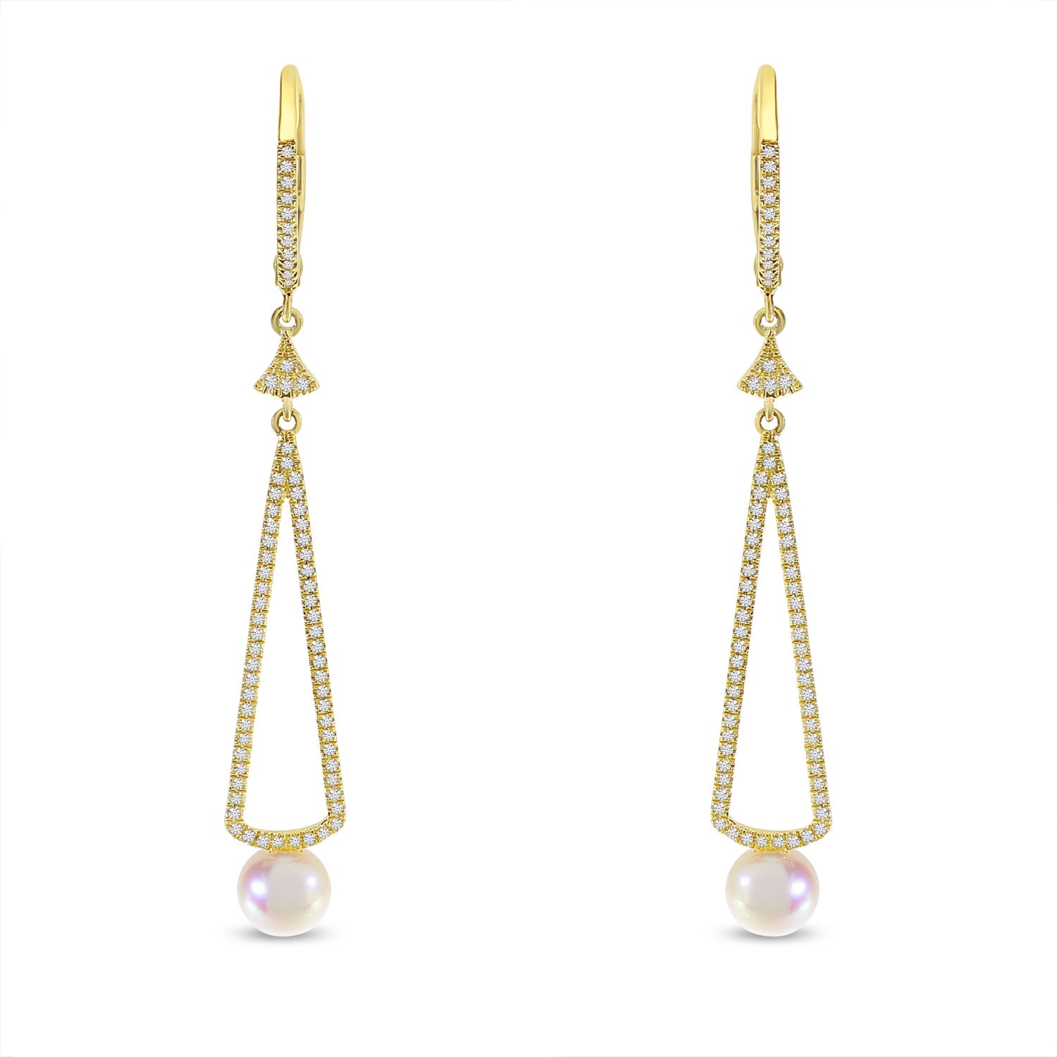 DIAMOND & PEARL DROP EARRINGS E10380