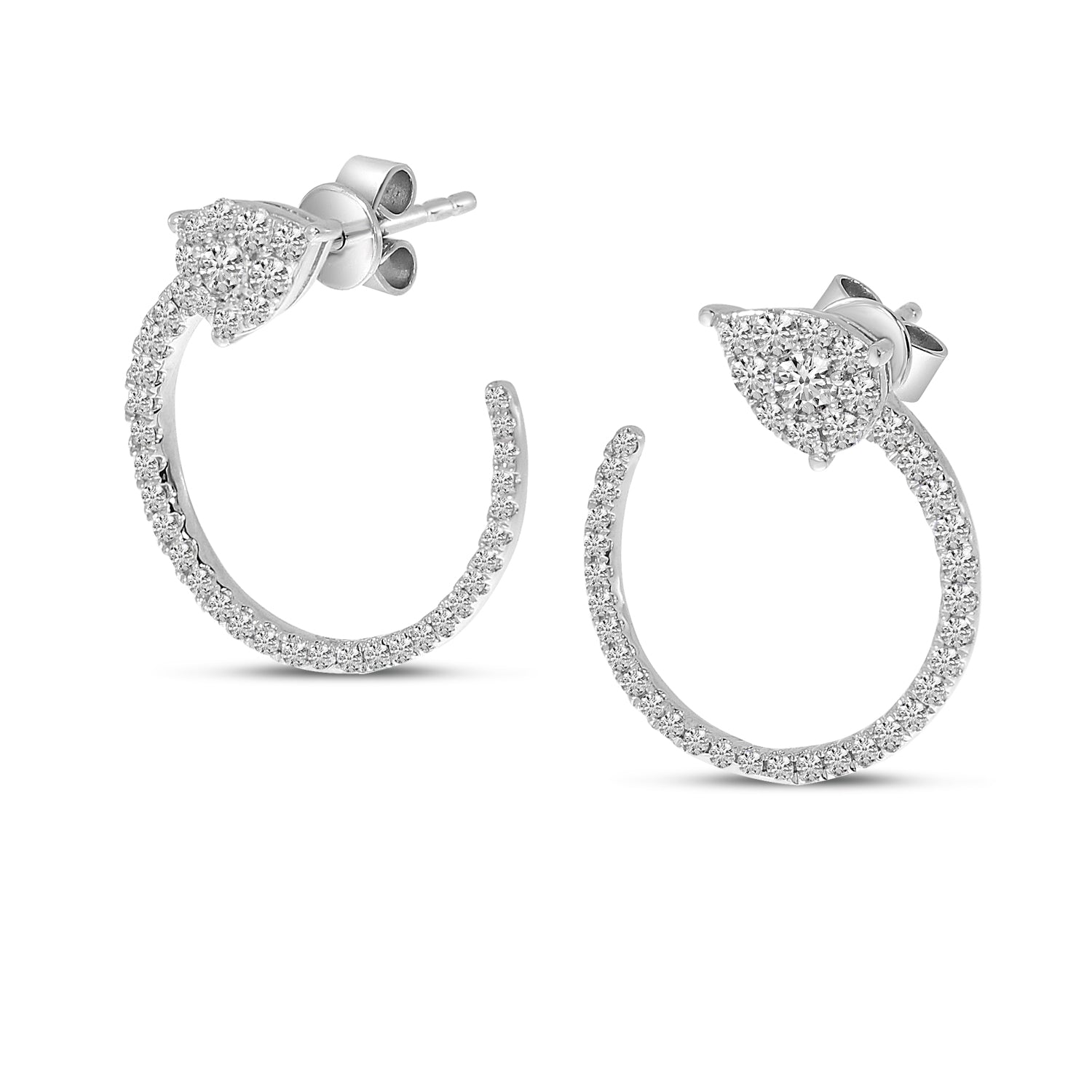 DIAMOND PEAR FRONT HOOP EARRINGS E10391W