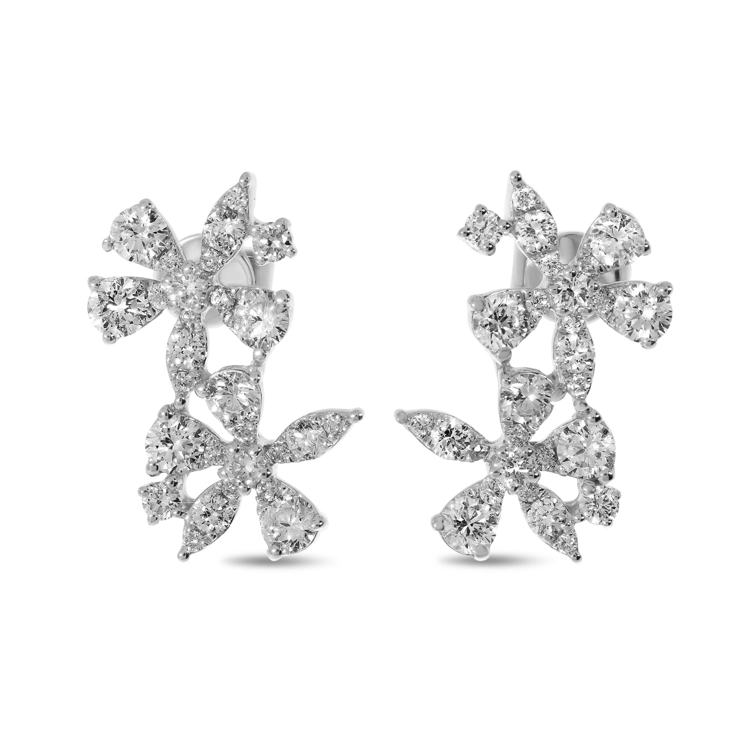 DOUBLE FLOWER DIAMOND EARRINGS E10393W