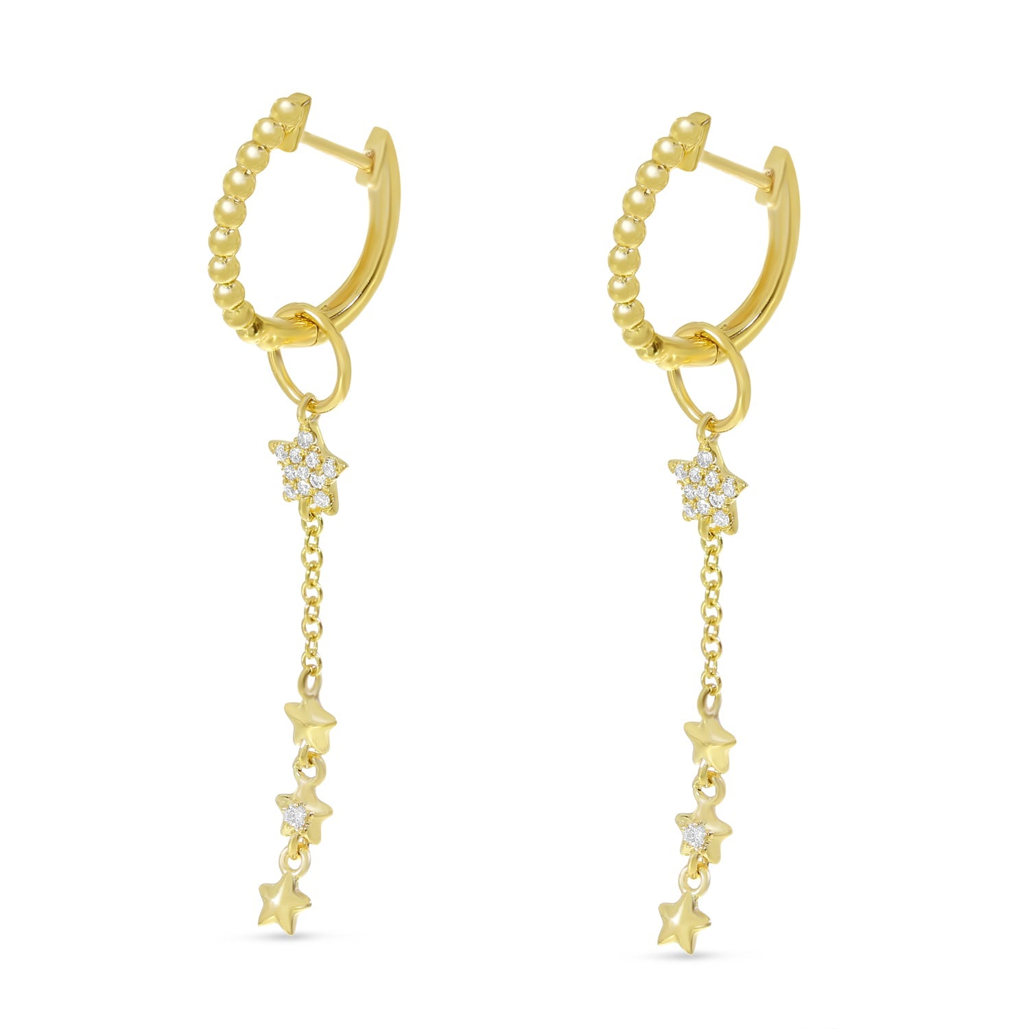 DIAMOND STAR HOOP DANGLE EARRINGS E10417