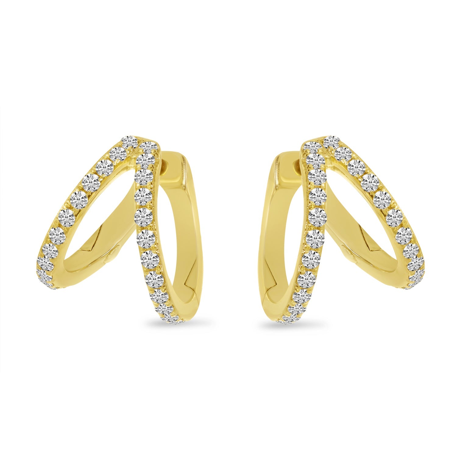 DOUBLE ROW DIAMOND HUGGIE EARRINGS E10519