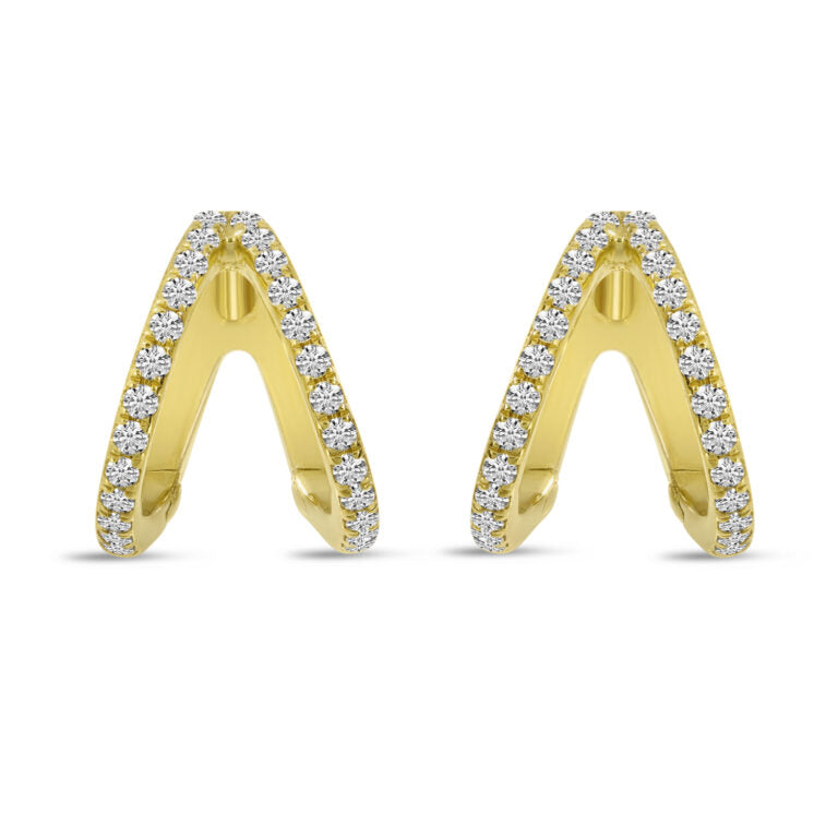 DOUBLE ROW DIAMOND HUGGIE EARRINGS E10519