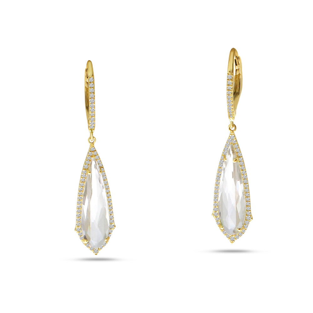 FANCY WHITE TOPAZ DANGLE EARRINGS E4130