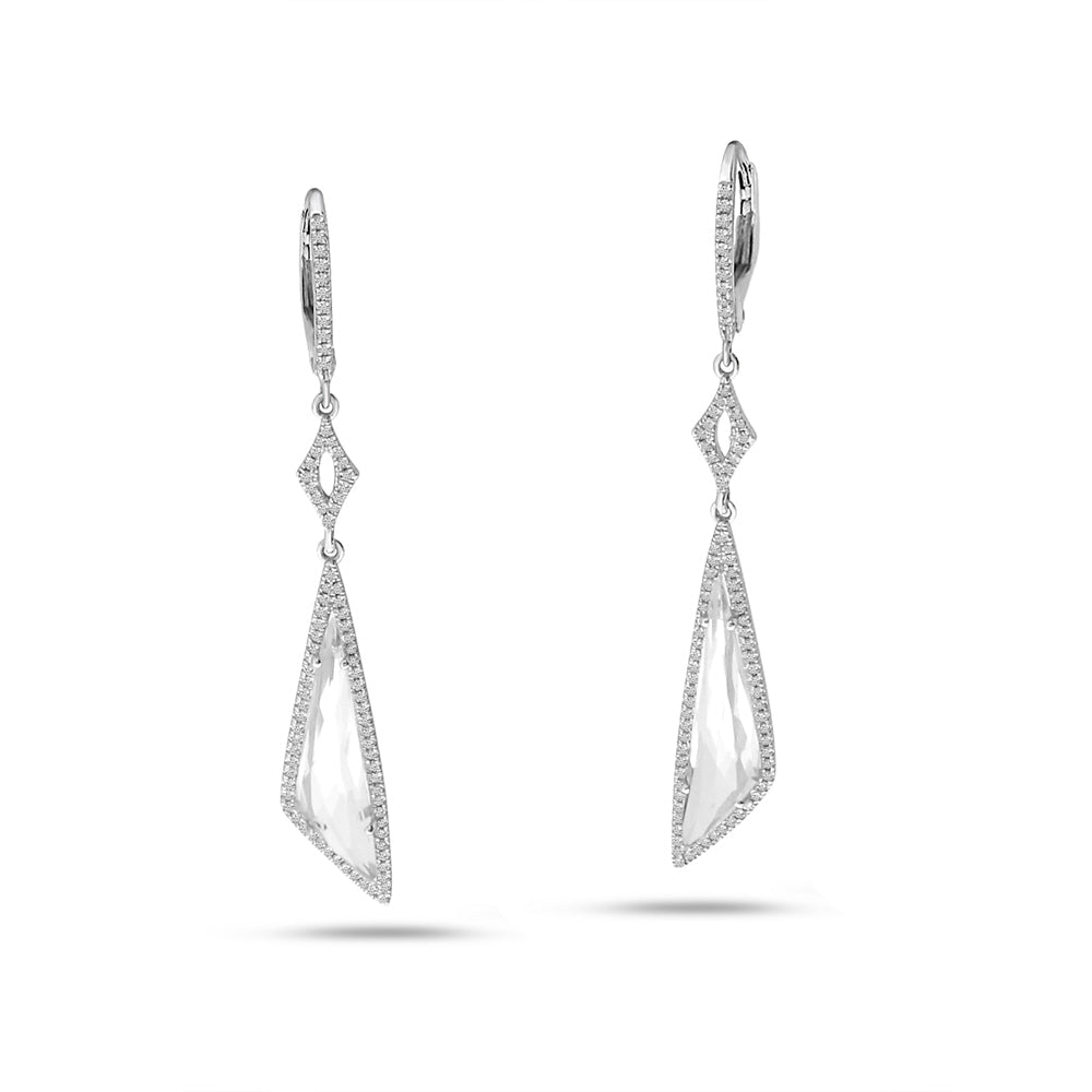 FANCY WHITE TOPAZ TRIANGLE DANGLE EARRINGS E4131W