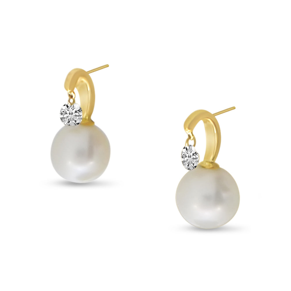 DASHING DIAMOND PEARL EARRINGS E4214