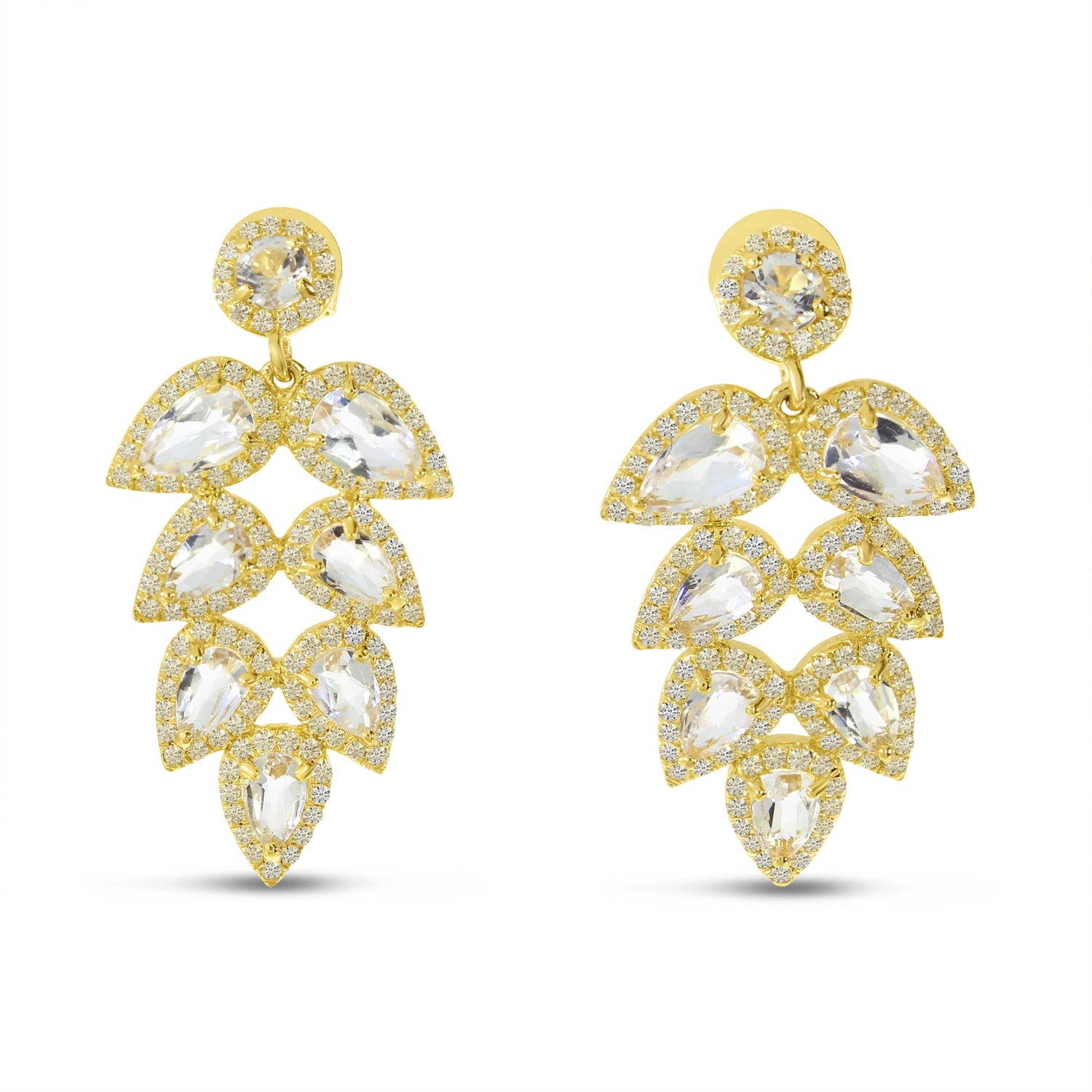 WHITE TOPAZ PEAR TREE EARRINGS E4303