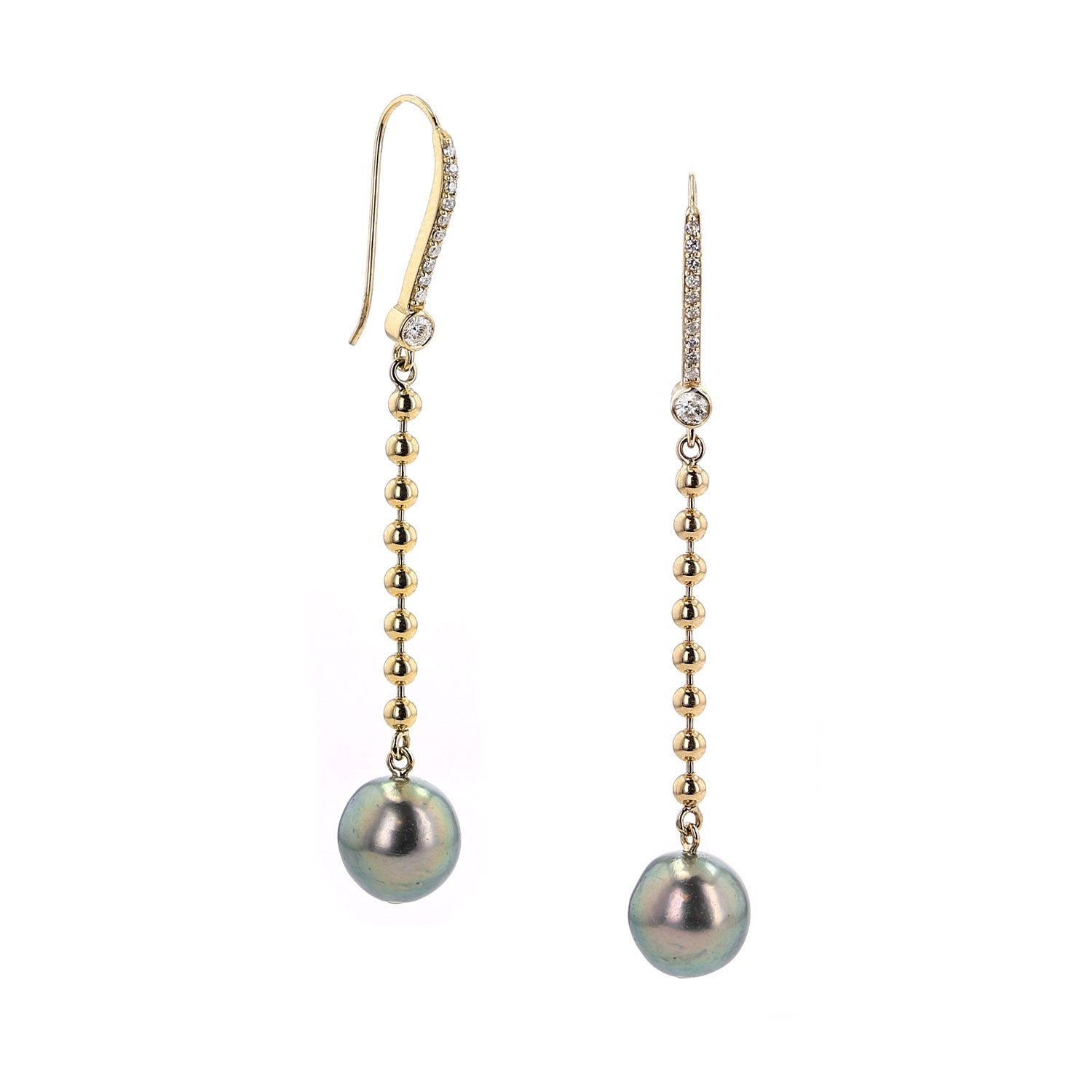 14K Tahitian Pearl Ball Chain Drop Earrings  EG000209 - TBird