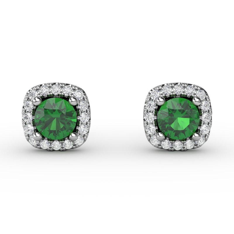Cushion Cut Emerald Stud Earrings ER1479E - TBird