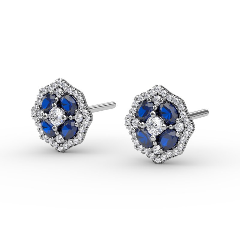 Striking Sapphire and Diamond Stud Earrings ER1690S - TBird
