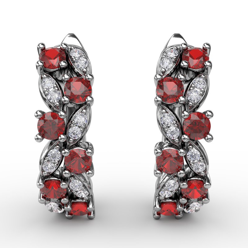 Clustered Ruby and Diamond Earrings ER1736R - TBird