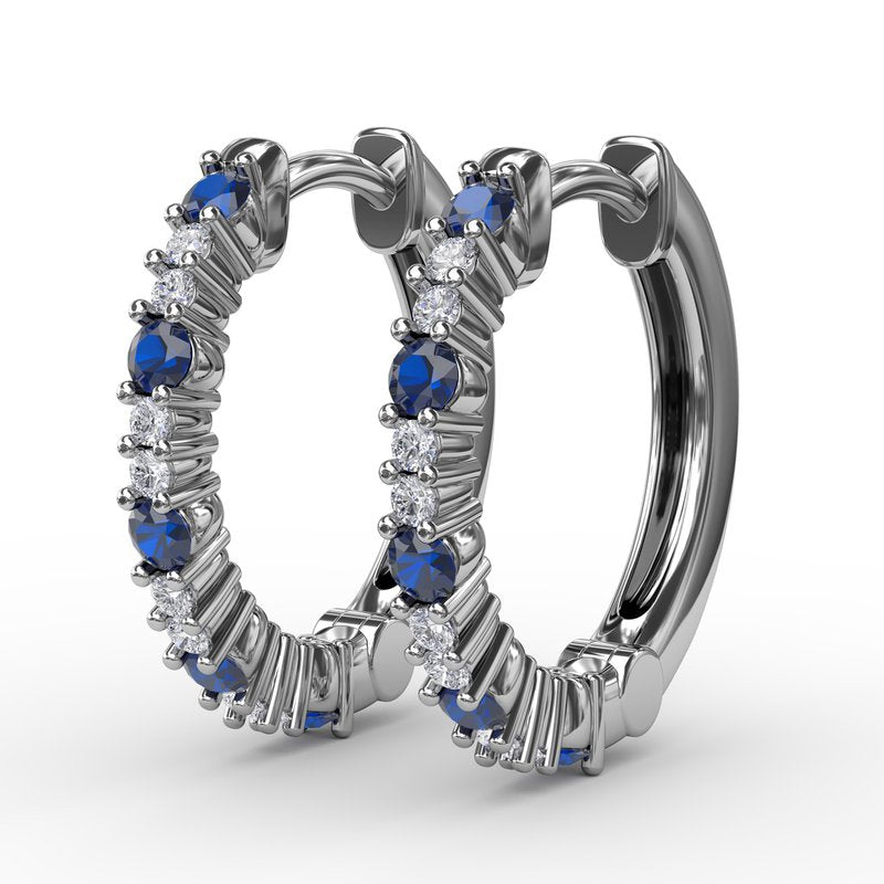 Shared Prong Sapphire and Diamond Hoops ER1742S - TBird